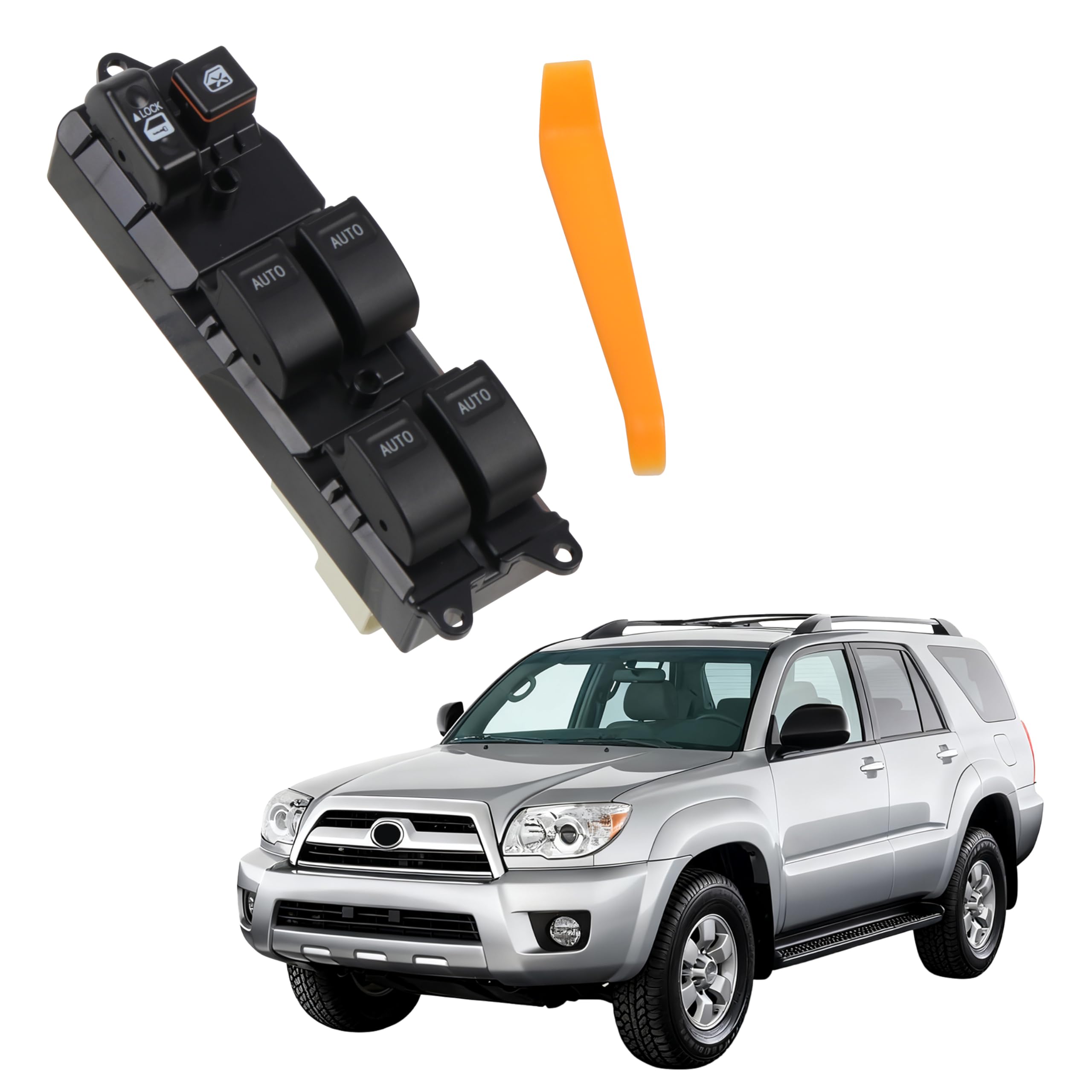 Photo 1 of HIGH FLYING for Toyota 4Runner 4dr 2003-2009 Main Driver Side Master Window Switch with Auto-Up/Down LED Illumination (Orange Lighted)