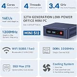 Beelink MINI S12 Mini PC 12th Gen Alder Lake N95 8GB RAM 256GB SSD 4K view 3
