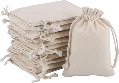 Kuou 12Pcs Burlap Bags 12x17cm Drawstring Jute Gift Bags Reusable