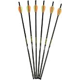 SAS Troy Crossbow Carbon Bolts 20"" Arrows with Points and 2"" Vanes - 6/Pack, Black
