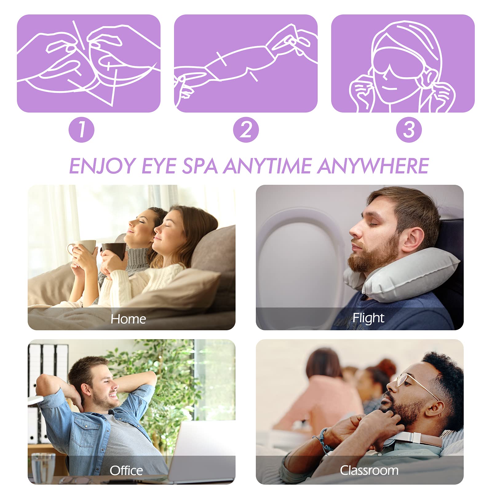 Jekeno Steam Eye Mask, 16 Packs Eye Masks for Dry Eyes, 40-60 Minutes Self Moist Warm Compress Heated Disposable Mask for Sleep, Spa Relaxing Trip Gifts, Travel Essentials for Women Men