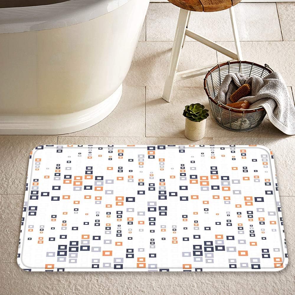 Extra Long Bath Mat 60x100 cm,Geometric,Digital Hightech Style Fractal