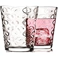 Circleware Circles Juice Drinking Glasses, 4 piece Set, Heavy Base Tumbler Beverage Ice Tea Cups, Home & Kitchen Entertainment Glassware for Water, Milk, Beer, Whiskey Bar Decor, 7 oz, Clear