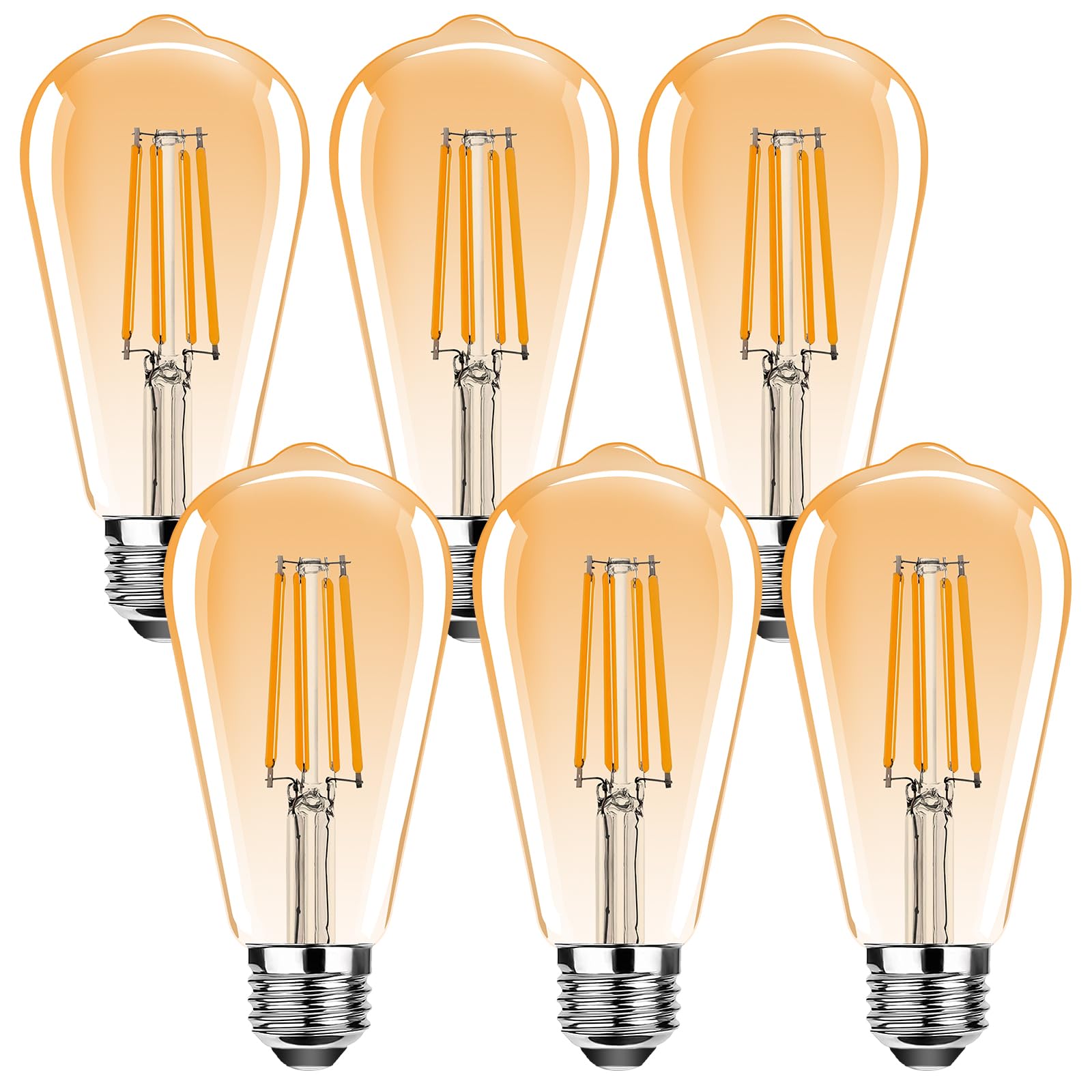 Photo 1 of ST19 Vintage LED Edison Light Bulbs,E26 Led Bulb 25W Equivalent,Vintage LED Filament Bulbs,2.5W Warm White 2200K,250LM,Non-Dimmable,Amber Glass,6 Pack