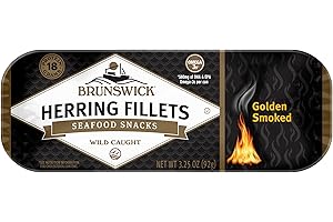 Brunswick Golden Smoked Herring Fillets, 3.25 oz Can - 18g Protein per Serving - Gluten Free, Keto Friendly - Great for Pasta & Seafood Recipes