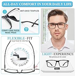 MARE AZZURO Large Square Reading Glasses +1.25 Men