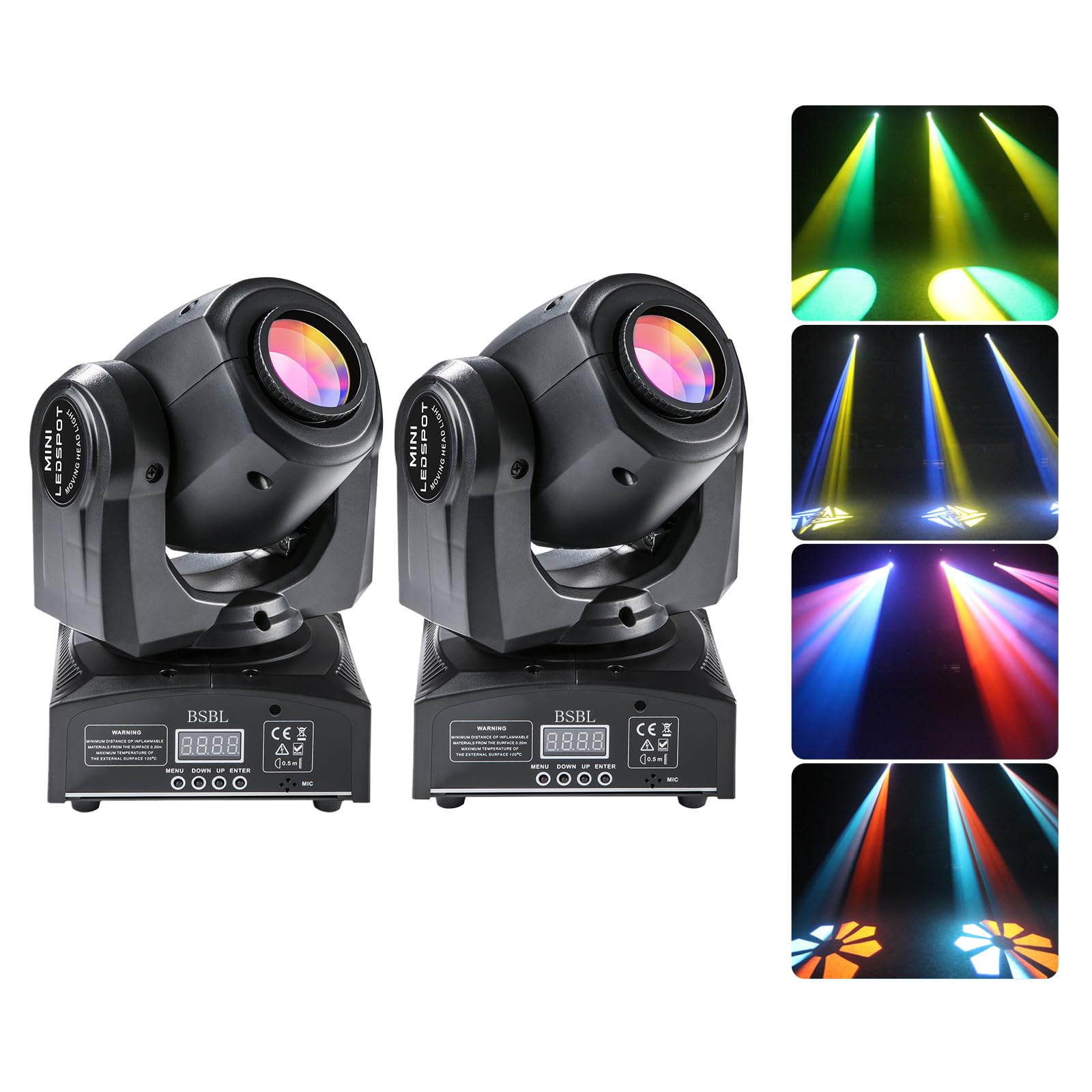 Photo 1 of BSBL LED Moving Head DJ Lights 30W Spotlight with 8 GOBO 15 Color by DMX512 and Sound Activated Control - Mini Stage Lighting for Parties Disco Wedding Church Live Show KTV Club (2 Packs)