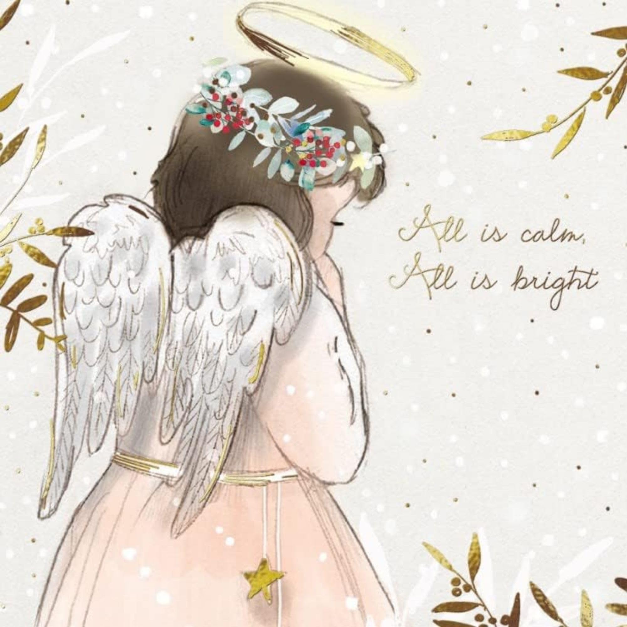 GBCC Charity Christmas Cards Pack of 10 - Festive Angel Prayer - Gold Foil Finish - Premium Greeting Cards Multipack with Envelopes - Supporting UK Charities