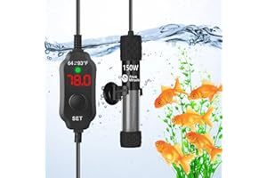 AQUAMIRACLE AquaMiralce 150W Aquarium Heater with Compact Size, Submersible Fish Tank Heater with LED Digital Display Thermostat, Adjustable Fish Heater Turtle Heater for 15-30 Gallon Tanks
