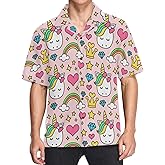 visesunny Mens Casual Button Down Short Sleeve Hawaiian Shirt Aloha Shirt