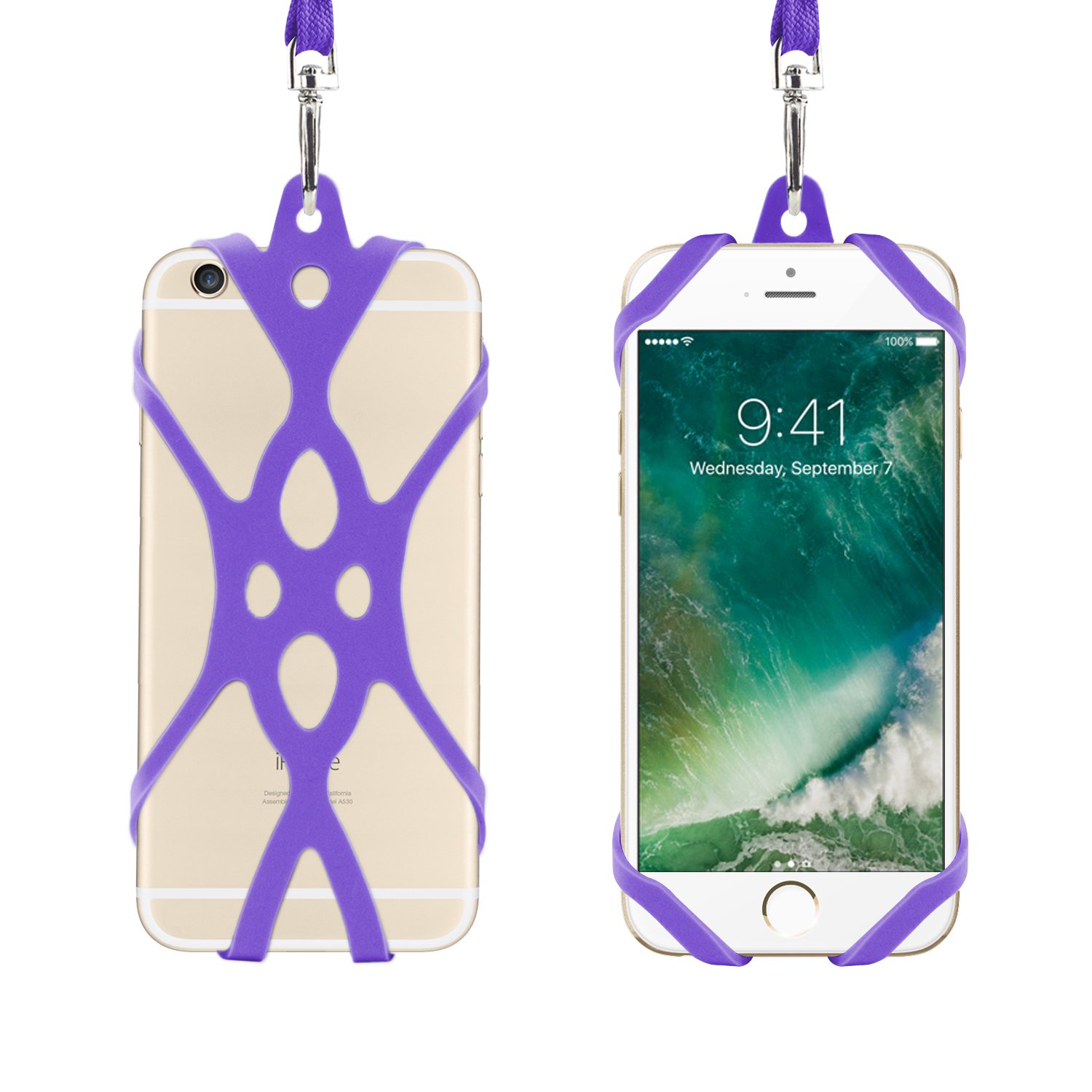 Remeel Phone Lanyard Strap with Universal Silicone Case Holder for iPhone Samsung NOKIA Motorola HUAWEI and Even Smartphone (Purple)