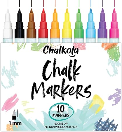 Chalkola 10 Extra Feine Neon Kreidestifte Fur Tafel Fenster 1mm