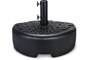 Home Zone Living 40lb Half Round Fillable Patio Umbrella Base Stand, 18in, Pole Holder, Water or Sand, Fits Poles Up to 1.9in(48mm) Diameter, UV Resistant, Lawn, Deck, Backyard, Garden, USA-Based