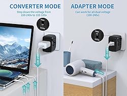 International Travel Adapter Voltage Converter to