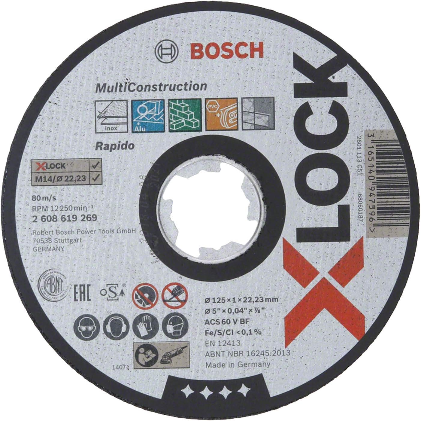 Bosch 1x PRO Multi Construction Cutting Disc for Small Angle Grinder and X-Lock