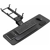 VIVO Premium Black Under Desk 34 x 11 in Keyboard Tray, MOUNT-KB34P-B | Deluxe Adjustable Computer Keyboard &amp; Mouse Platform Tray, Ergonomic Under Table Desk Mount Drawer with Padding