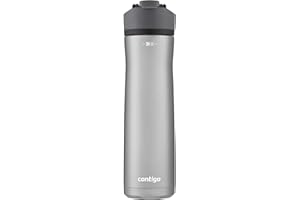 Contigo Cortland Chill 2.0 Vacuum-Insulated Stainless Steel Water Bottle, Spill-Proof Sip Technology, Interchangeable Lid, 24oz, Steel/Licorice, Perfect for Fitness Travel Everyday Use