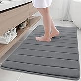 Buganda Memory Foam Bath Mat, 47" x 32", Ultra Soft and Non-Slip Bathroom Rugs, Water Absorbent and Machine Washable Bath Rug Runner for Bathroom, Shower, and Tub, Grey