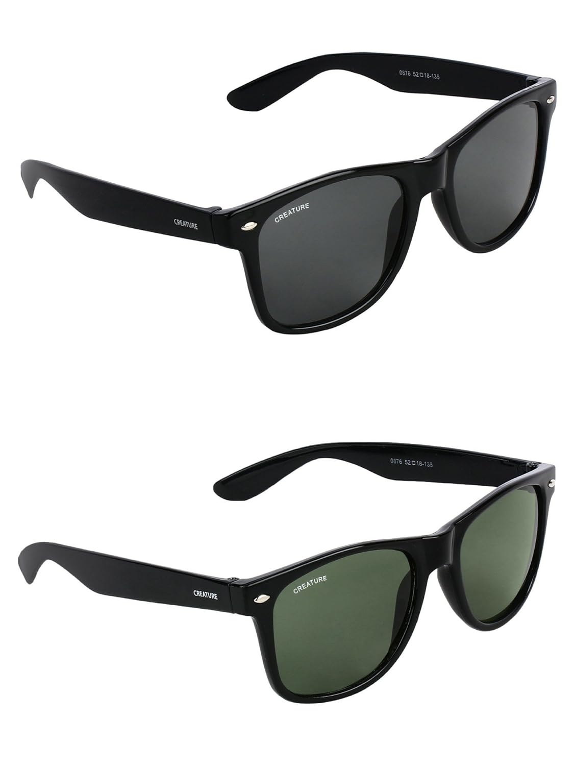 Buy Creature Black & Green Sunglasses Combo with UV Protection (LensBlack & GreenFrameBlack