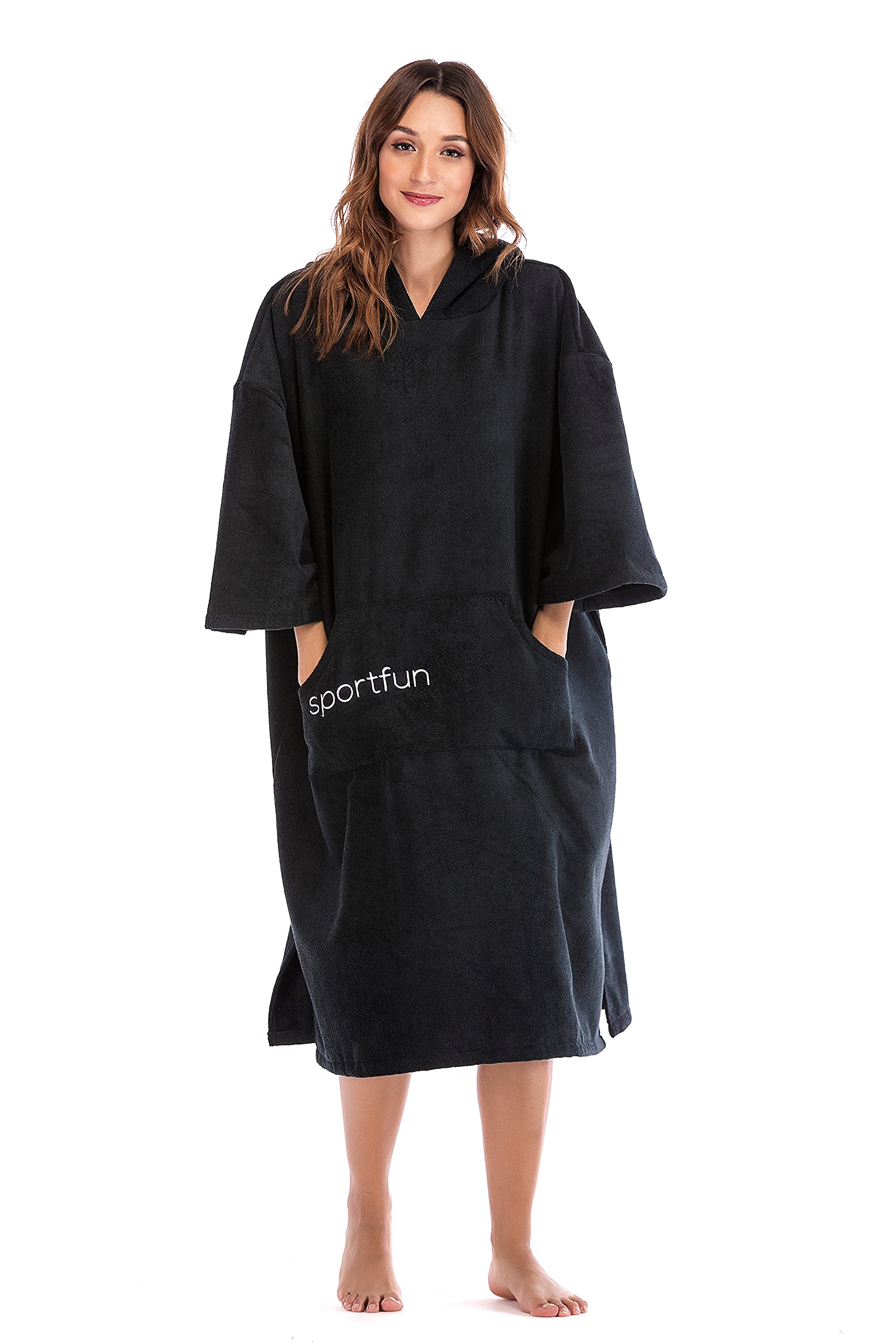 NUZAMAS Surf Poncho Towel Robe Mid-Sleeve Quick Dry Plus Velvet Thickened Towel Microfiber Beach bathrobe Absorbent Terry for Surfing Swimming Bathing