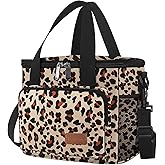 Femuar Lunch Bags for Women/Men, Insulated Lunch Bag for Work Office Picnic - Lunch Cooler Bag Leakproof Lunch Box with Adjustable Shoulder Strap - Leopard Print