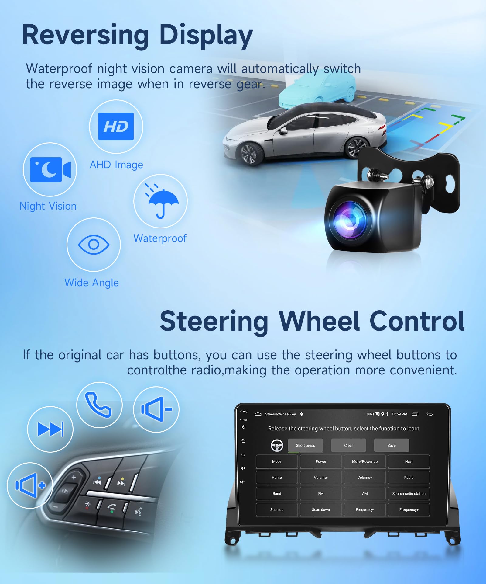 2G+64G Android Car Radio Stereo Wireless Carplay Android auto for Mercedes Benz C-Class C180 C200 C230 C250 C300 C350 W204 S204 2006-2011, Rimoody 9 inch Touchscreen GPS WiFi BT FM Backup Camera