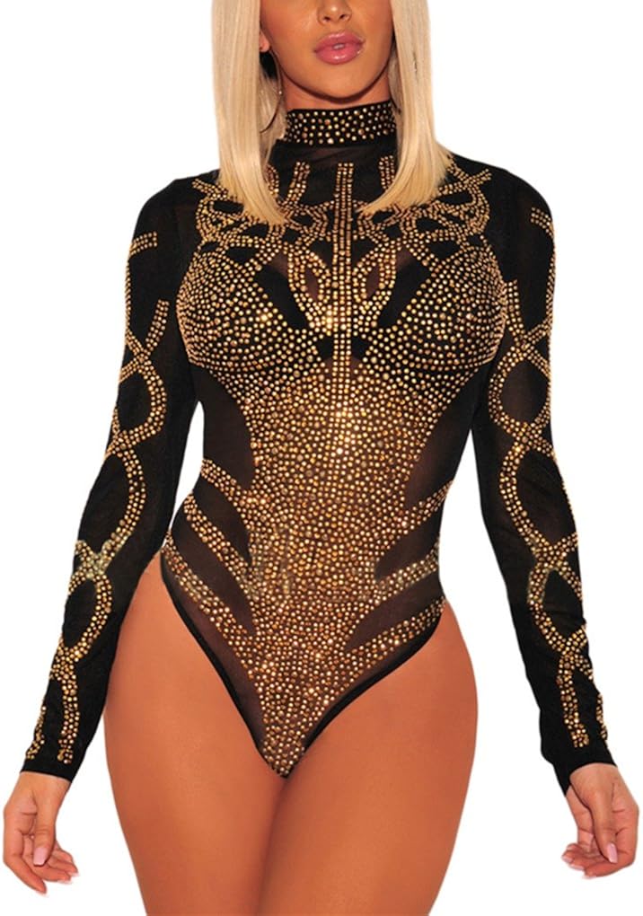 long sleeve sequin bodysuit