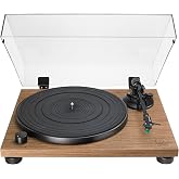 Audio-Technica AT-LPW40WN Fully Manual Belt-Drive Turntable, 2 Speeds, Dynamic Anti-Skate Control, Carbon-Fiber Tonearm Walnut