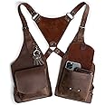 Hide & Play, Shoulder Holster with Adjustable Straps, Ideal for Cosplay, Steampunk, Renaissance, Costume Parties, Full Grain Leather, Handmade, Bourbon Brown