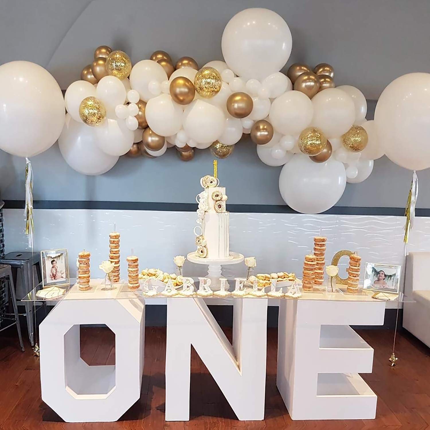 Balloons/Balloon Arch Garland Kit 104 Pcs -White Gold Confetti Balloons,Balloon for Parties, Party Wedding Birthday Balloons Decorations