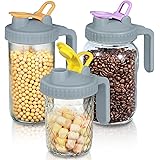 3 Pack Wide Mouth Mason Jar Pouring Spout Lid with Handle for Ball Mason Jars, Leak-free and Airtight, Turns your Mason Jar i
