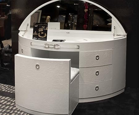 Artikle Leather White Dressing Table in Leather Upholstery