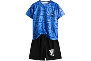 Boys Athletic Shorts Set 2 Piece Quick Dry Sweatsuits Short Sleeve Crewneck T-Shirts Elastic Waist Baggy Shorts Summer Casual