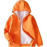 ROMPERINBOX Toddler Fleece Jacket Boys Hooded Zip-up Long Sleeve Warm Solid Outerwear 1-6Y