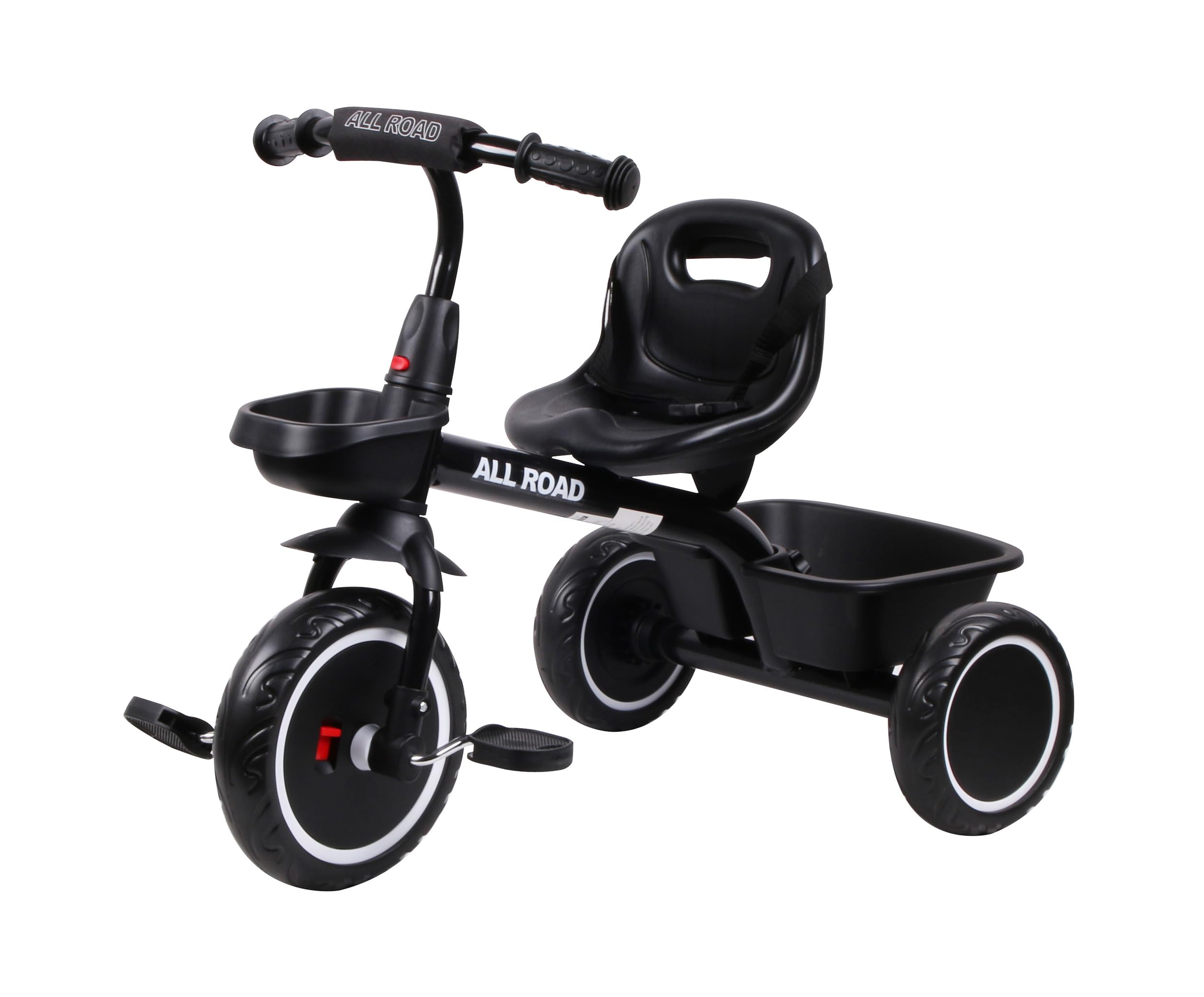 All Road Trikes CHILDS PEDAL TRIKE - BLACK - Adjustable Seat Front & Rear Baskets 2-5 Years