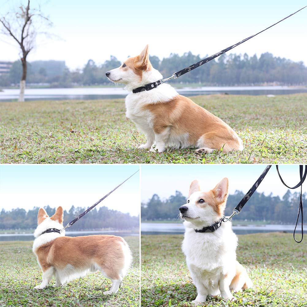 vAv YAKEDA Dog Collar and Leash Set Military Nylon Durable Adjustable Collar with Leashes for Small Medium Large Dogs (L (17.7\