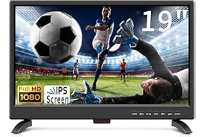 Feihe 19 Inch TV, FHD LED Flat Screen TV 1080p IPS Display w/Digital Dual Tuners ATSC/HDMI/VGA/AV/USB, 12 Volt RV TV Built in Dual Speakers Suitable for Kitchen/RV/Caravan and Boat