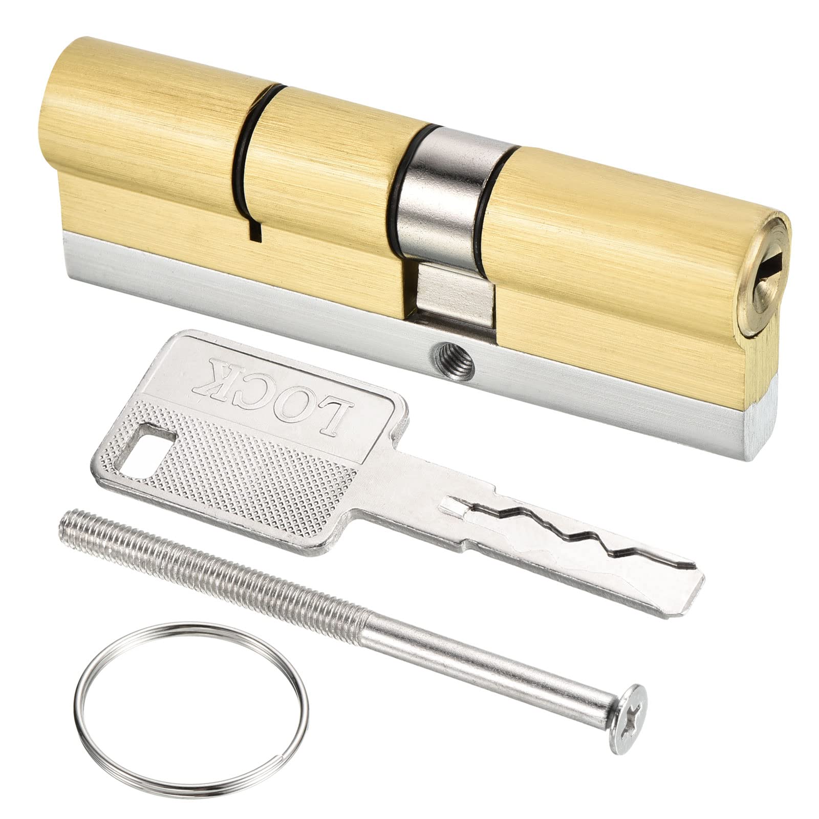 PATIKIL 37.5/52.5 (90mm Overall) European Double Lock Cylinder, Door Cylinder Lock with 8 Keys for Wooden Doors, Aluminum Doors