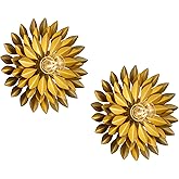TOCHIC Vintage Wall Sconces Set of Two, Modern Farmhouse Gold Metal Leaf Wall Mounted Light Dimmable, Indoor Wall Lamp for Be