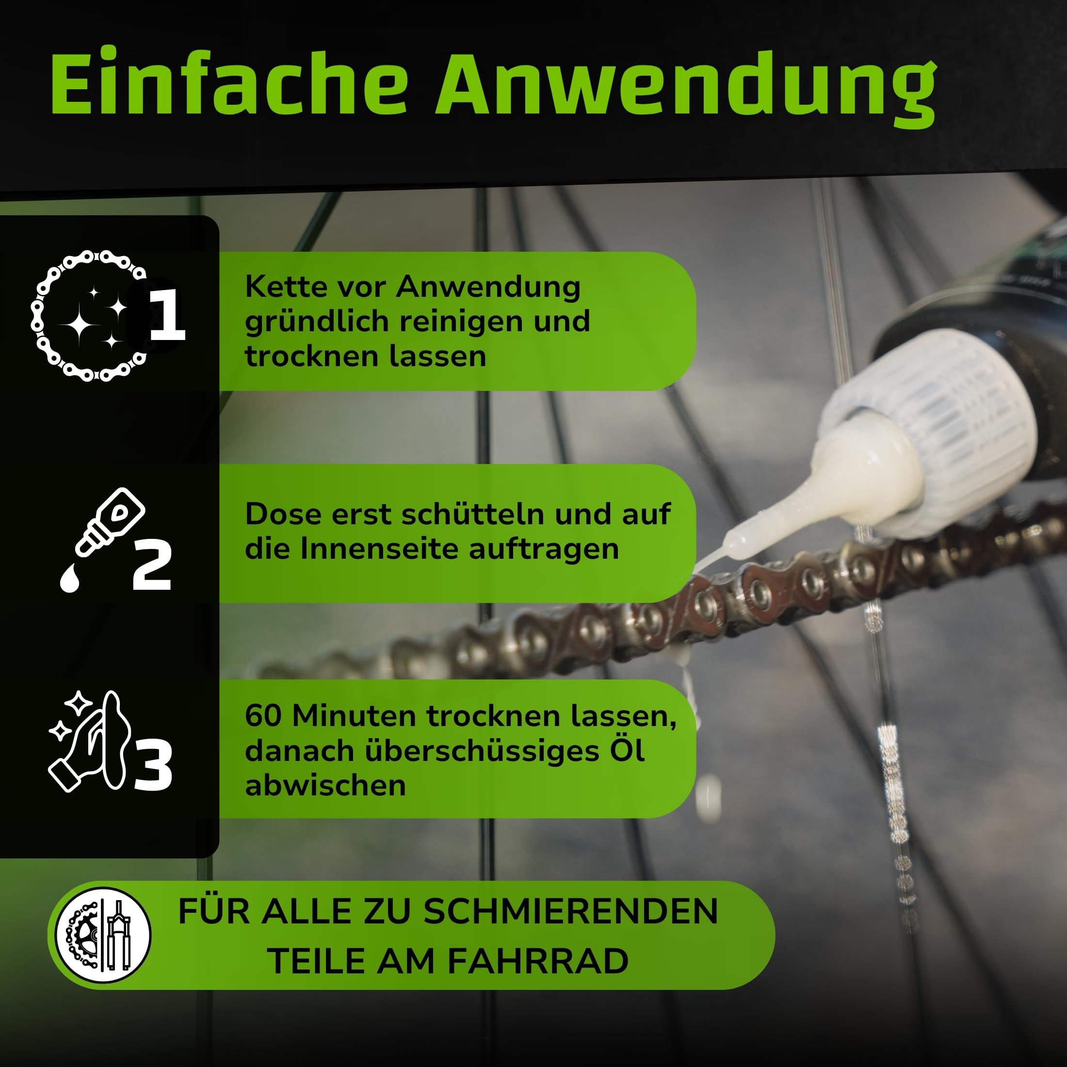 DR. WACK F100 Trocken Schmierstoff 50 ml - Kettenöl schmutz- & wasserabweisend - Schutz vor Korrosion & Verschleiß - Schmiermittel für alle Fahrräder - Hochwertige Fahrradpflege 3