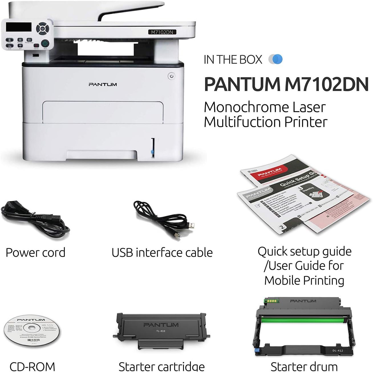 Pantum M7102DN Monochrome Laser Printer Multifuntion Printer with Copier Scanner Automatic Duplex Printing Connect with Network and USB 2.0: Electronics