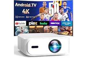 【Built-in Apps】 4K Ultra Short Throw Projector with 5G WiFi & Bluetooth, Smart Mini Projector with Auto Keystone, Portable Ho