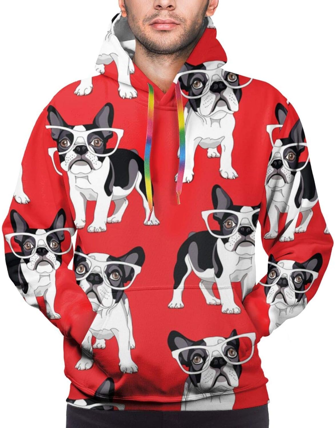 Ayt08G8 Hooded Sweatshirt for Men, Fashion French Bulldog Sport