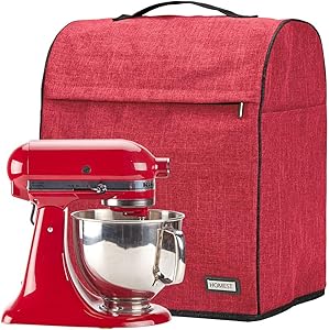 HOMEST Stand Mixer Dust Cover, Storage Bag with Pockets Compatible with KitchenAid Tilt Head & Bowl Lift Models (Fit for Tilt Head 4.5-5 Quart, Red)