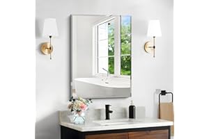 CILIBER Beveled Bathroom Mirror, 20"x28" Rectangle Frameless Mirror, Frameless Wall Mirror with Beveled Edge, Upgraded Shatterproof Vanity Mirror for Bathroom, Bedroom, Living Room and Entryway