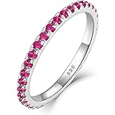 YL Stackable Ring 925 Sterling Silver Wedding Eternity Bands Birthstone Stacking Rings for Women