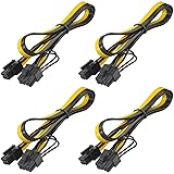 HQRP 4-Pack 6 Pin Male to 8 Pin (6+2) Male GPU