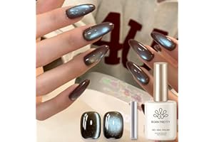Born Pretty Cat Magnetic Eye Gel Nail Polish, Mint Chocolate Blue Glitter Cat Magnetic Gel Nail Polish Magnetic Nail Polish for Nail Art Manicure Salon DIY at Home 15ML