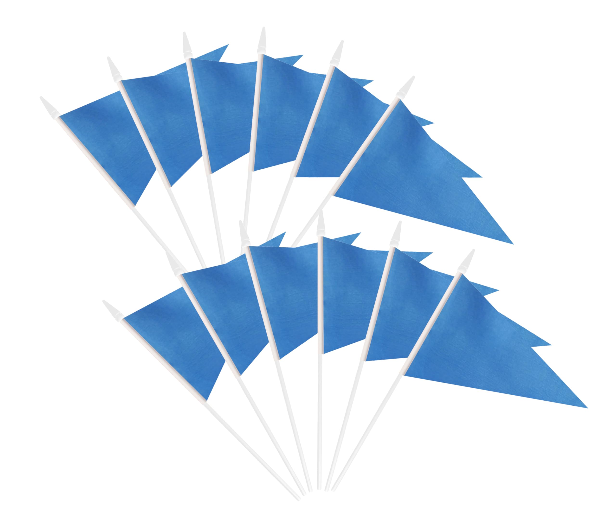 Photo 1 of 12 Pack Blue Pennant Flags Small Mini Hand Held Solid Color Pennant On Sticks Flags with 12.6"Solid Pole & Spear Top,Party Events Celebration,School,Grand Opening,Kids Birthday,Sports Clubs,Flower Pot