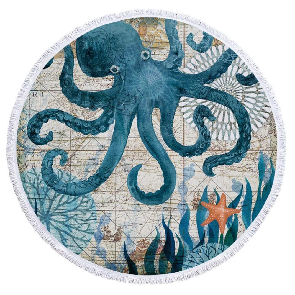 Mychome Serviette De Plage Ronde Imprimée En Microfibre Avec